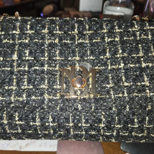 NWT Badgley Mischka Black and gold textured messenger bag